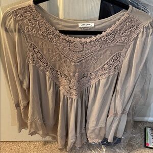 Ultra Pink Taupe Lace Blouse